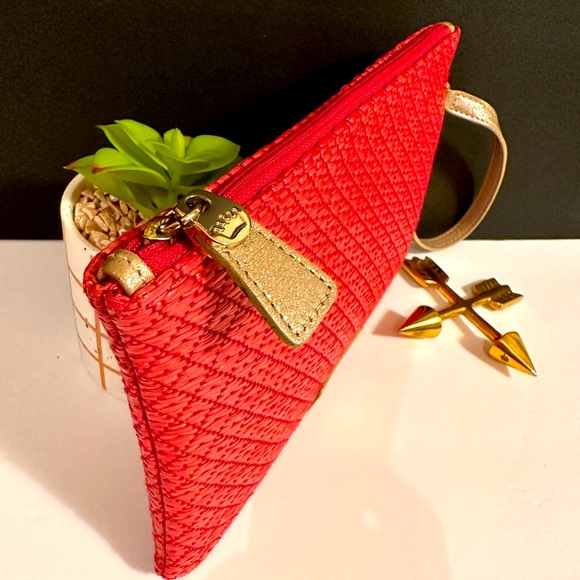 Elaine Turner Pink Woven Clutch/Cosmetic Pouch/Wristlet - Picture 7 of 9